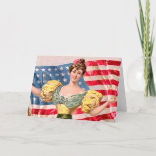 American Flag Lady Liberty Independence Card