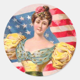 American Flag Lady Liberty Independence Classic Round Sticker
