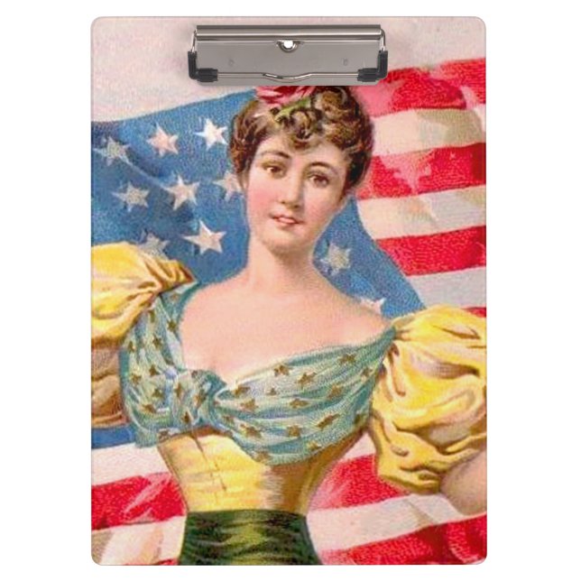 American Flag Lady Liberty Independence  Clipboard (Front)