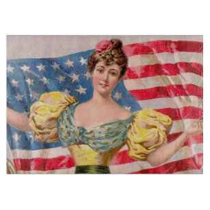 American Flag Lady Liberty Independence Cutting Board