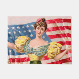 American Flag Lady Liberty Independence  Doormat