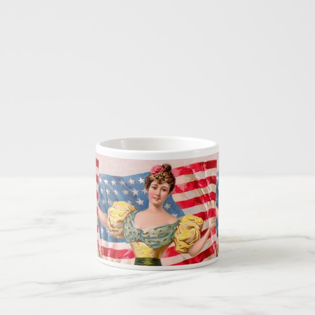 American Flag Lady Liberty Independence  Espresso Cup (Front)