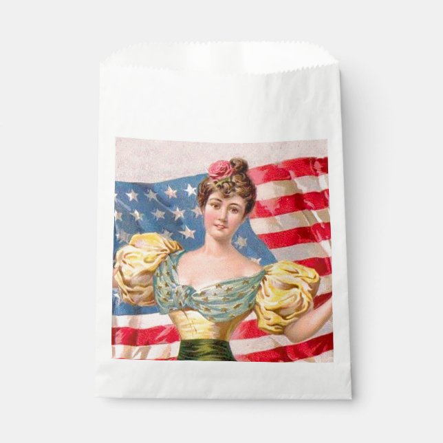 American Flag Lady Liberty Independence  Favour Bags (Front)