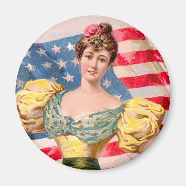 American Flag Lady Liberty Independence  Magnet (Front)