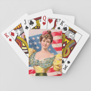 American Flag Lady Liberty Independence  Playing Cards