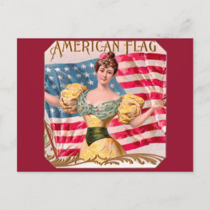 American Flag Lady Liberty Independence Postcard