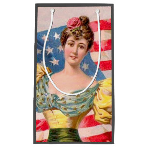 American Flag Lady Liberty Independence Small Gift Bag