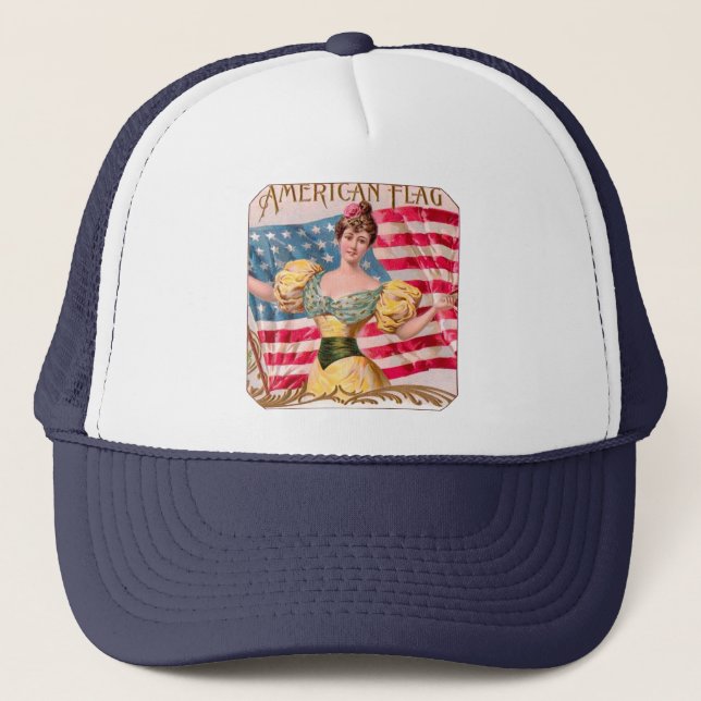 American Flag Lady Liberty Independence  Trucker Hat (Front)