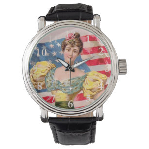 American Flag Lady Liberty Independence  Watch