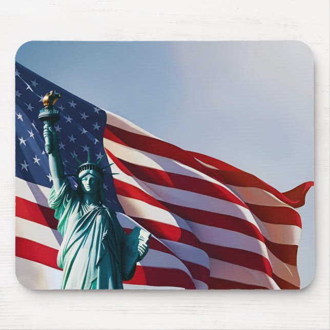 American Flag Lady Liberty Mouse Pad (Front)