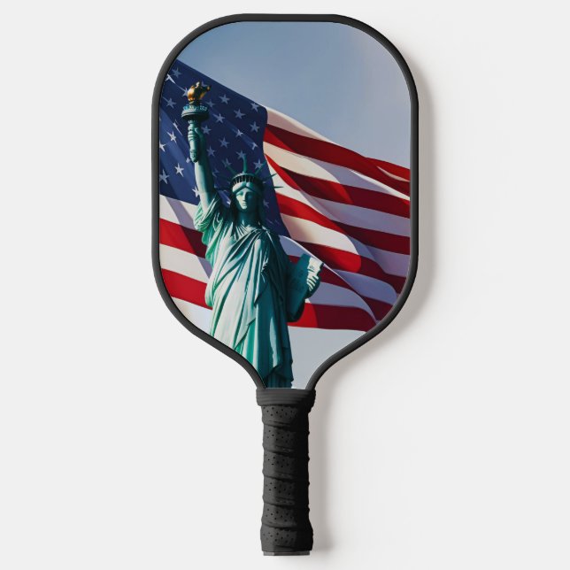 American Flag, Lady Liberty Pickleball Paddle (Front)
