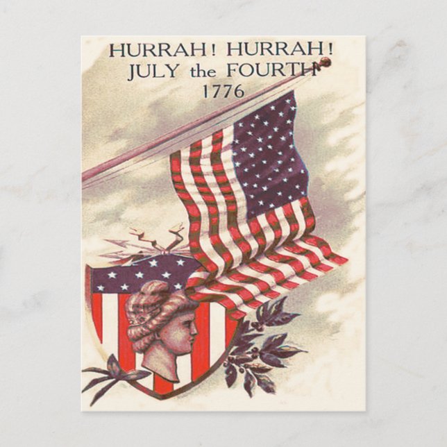 American Flag Lady Liberty Shield Postcard (Front)