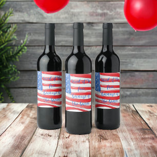 American Flag Land of the Free Wine Label