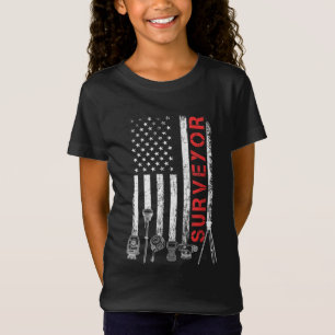 American flag land Surveyor surveying puns enginee T-Shirt
