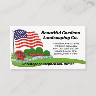 American Flag Landscape Lawn Care Patriotic Business Card