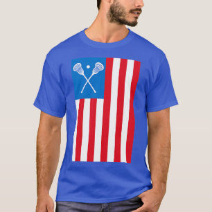 American Flag Lax 4th of July Lacrosse Helmet Stic T-Shirt