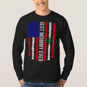 American Flag Lebanon Flag Best Mummy Ever Family T-Shirt