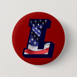 American Flag Letter "L" 6 Cm Round Badge