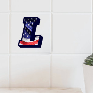 American Flag Letter "L" Large Photo Ceramic Tile