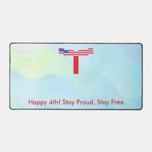 American Flag Letter T Monogram Desk Mat