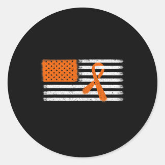 American Flag Leukaemia And Multiple Sclerosis Rib Classic Round Sticker