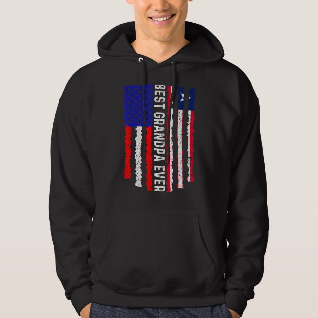 American Flag Liberia Flag Best Grandpa Ever Famil Hoodie (Front)