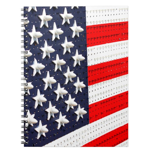 American Flag Light Display Spiral Notebook (Front)