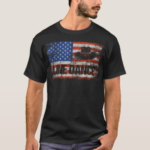 American Flag Line Dance Dancing Country Music Dan T-Shirt
