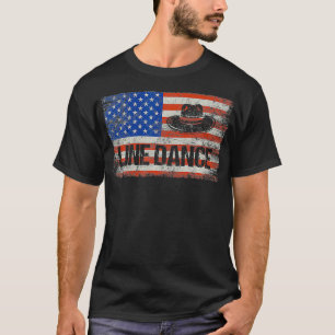American Flag Line Dance Dancing Country Music Dan T-Shirt