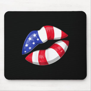 American Flag Lips 4th Of July Patriotic  Mouse Pad