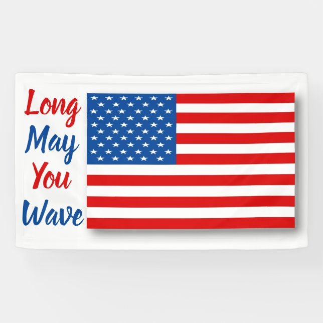American Flag Long May You Wave Personalised Banner (Horizontal)