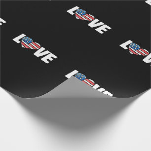 american flag love usa wrapping paper