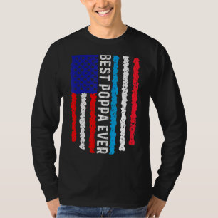 American Flag Luxembourg Flag Best Poppa Ever Fami T-Shirt