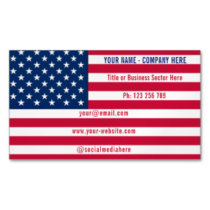 American Flag Magnetic Business Card Example