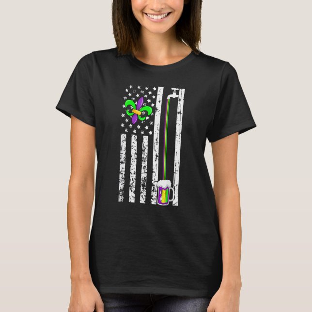 American Flag Mardi Gras Carnival Parade Masquerad T-Shirt (Front)