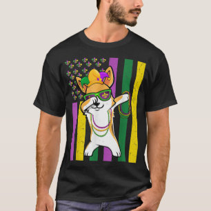 American Flag Mardi Gras Corgi Dog Festival Puppy  T-Shirt