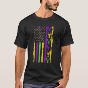 American Flag Mardi Gras Costume Mardi Gras Crawfi T-Shirt