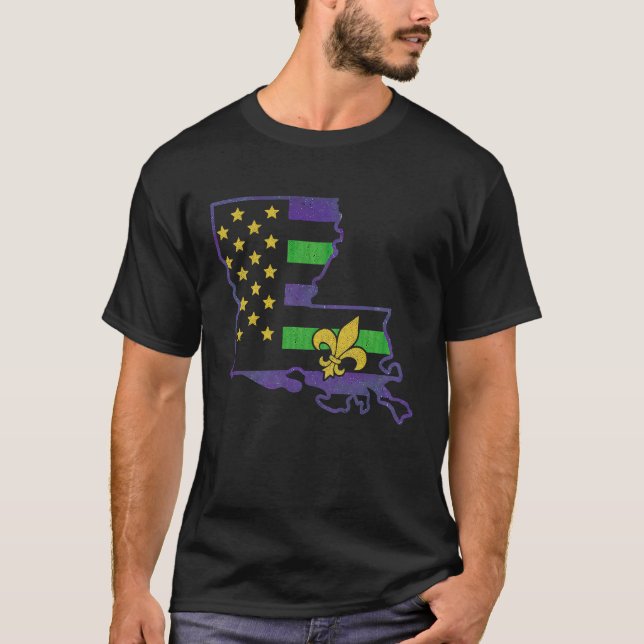 American Flag Mardi Gras Crawfish  USA Flag Mardi  T-Shirt (Front)