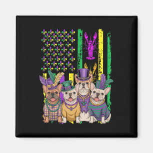 American Flag Mardi Gras French Bulldog Dog Festiv Magnet
