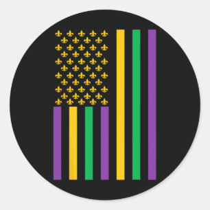 American Flag Mardi Gras Mardi Gras Crawfish Outfi Classic Round Sticker