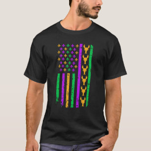 American Flag Mardi Gras Outfit Crawfish For Women T-Shirt