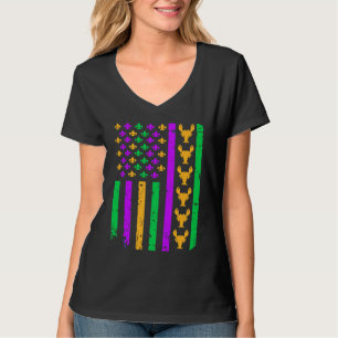American Flag Mardi Gras Outfit Crawfish For Women T-Shirt