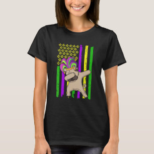 American Flag Mardi Gras Pug Dabbing Dog Parade Pu T-Shirt