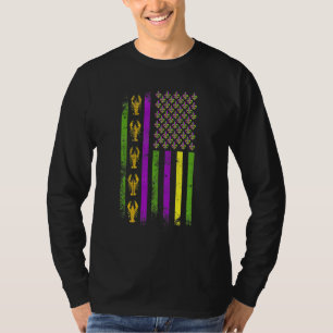 American Flag Mardi GrasMardi Gras Crawfish Outfit T-Shirt