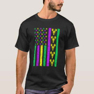 American Flag Mardi GrasMardi Gras Crawfish Outfit T-Shirt