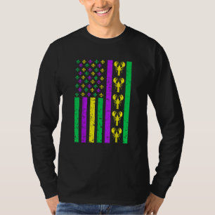 American Flag Mardi GrasMardi Gras Crawfish Outfit T-Shirt