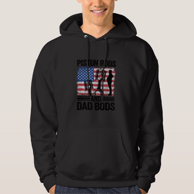 American Flag Mechanic 4th Of July Piston Rods And Hoodie (Front)