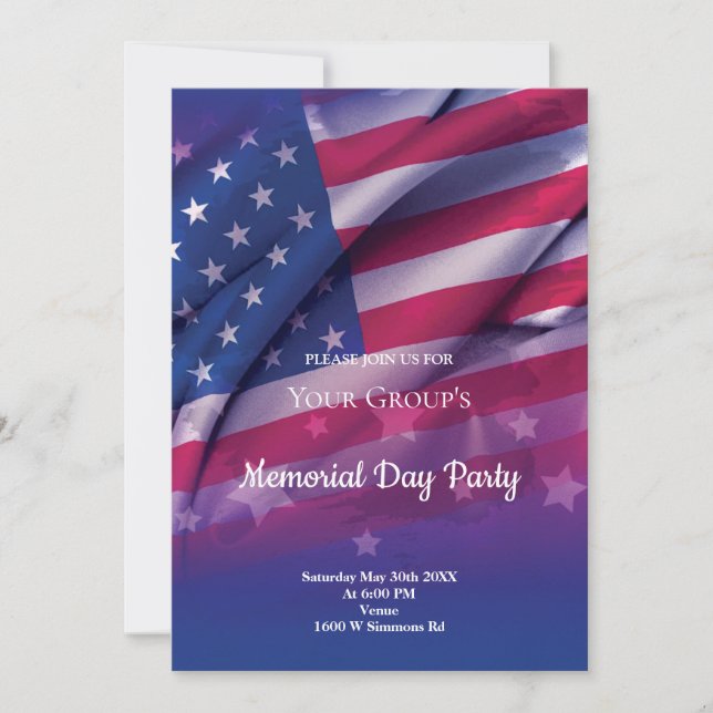 American Flag Memorial Day Party Invitation (Front)