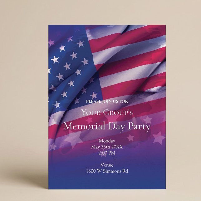 American Flag Memorial Day Party Invitation (Creator Uploaded)