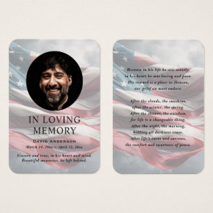 American Flag Memorial Photo Prayer Cards
